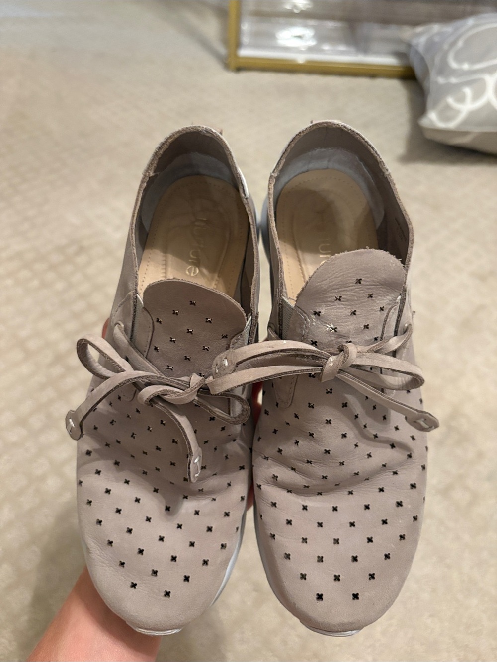 Nurture by Lamaze Taupe Perforated Lace-Up Sneaker